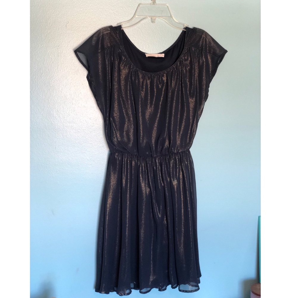 Navy Blue Metallic Shimmer Dress